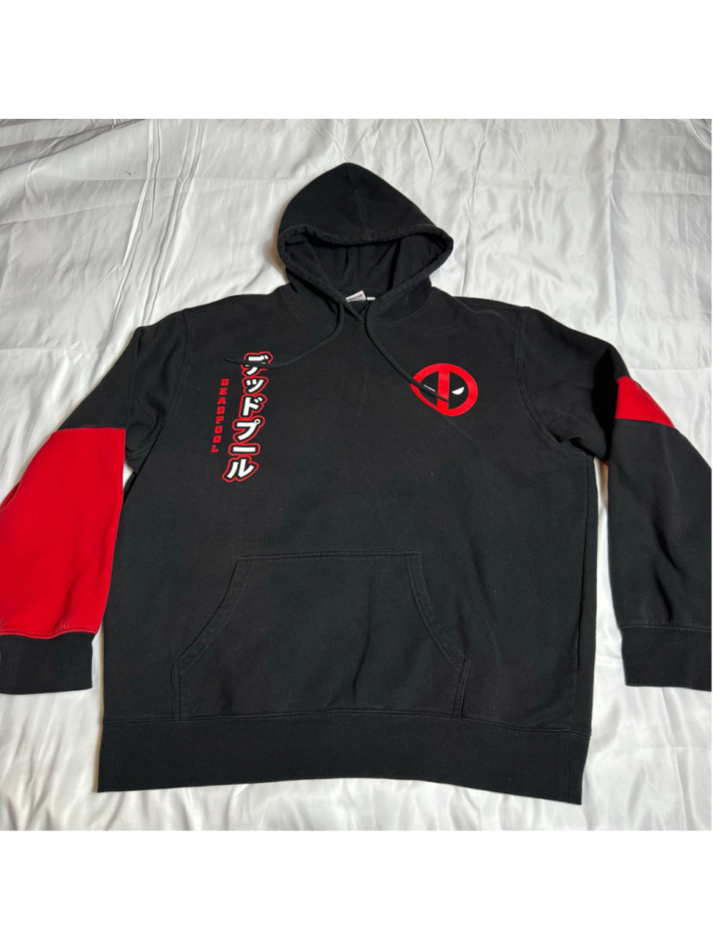 Men's Marvel Deadpool Graphic Hoodie Black Red Size XL